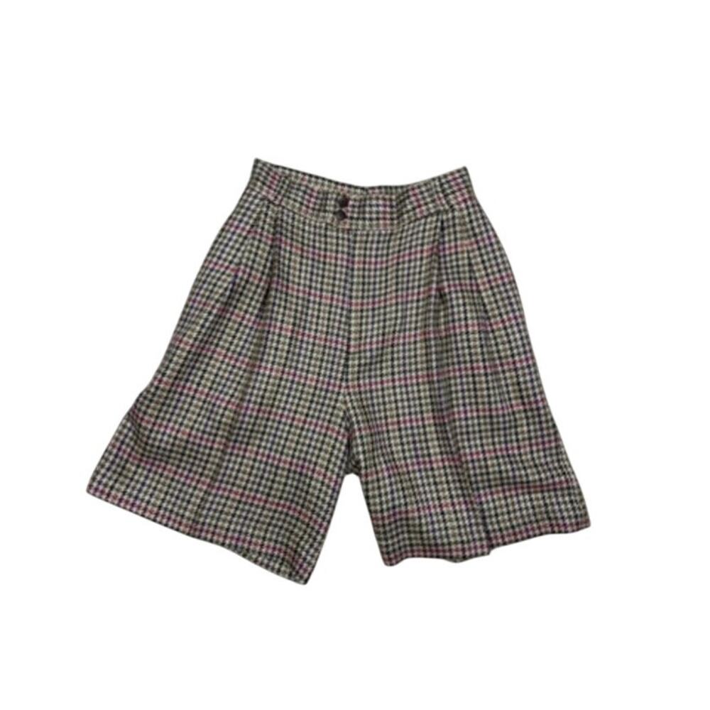 Ruff Hewn Vintage Wool Linen Silk Blend Herringbone Plaid Jorts Shorts 29"